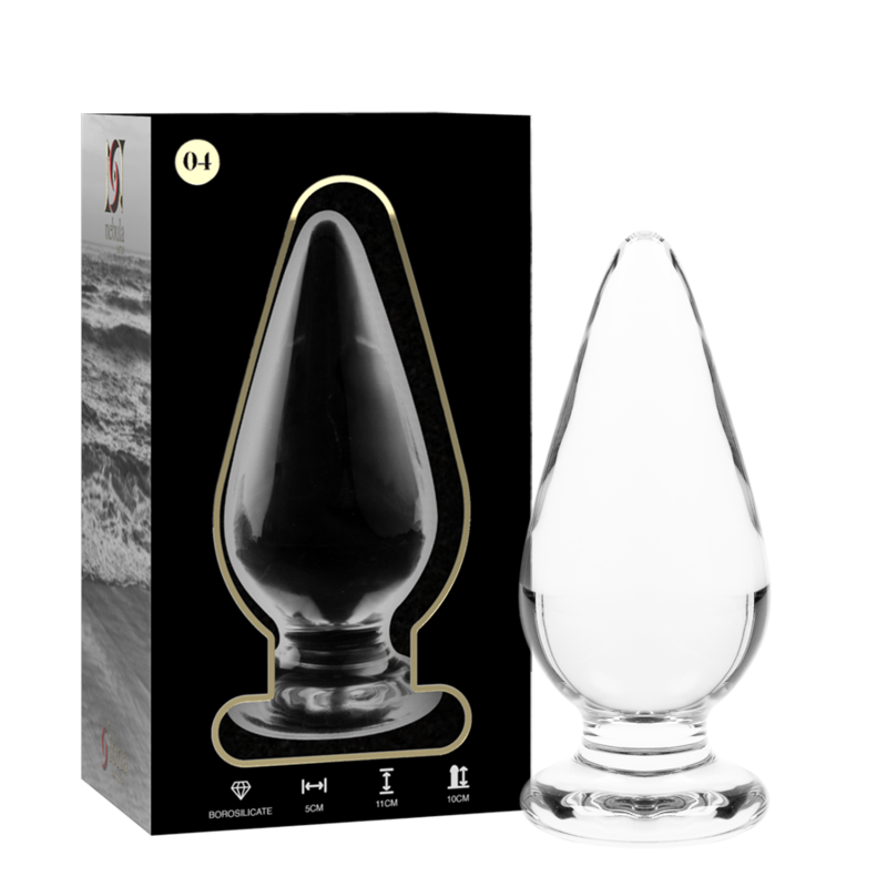 NEBULA SERIES BY IBIZA - MODEL 4 ANAL PLUG BOROSILICATE GLASS CLEAR 11 CM -O- 5 CM - NOCTURNA DESIRES