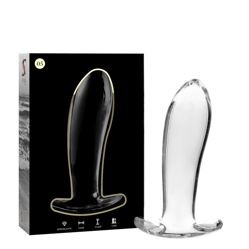 NEBULA SERIES BY IBIZA - MODEL 5 ANAL PLUG BOROSILICATE GLASS CLEAR 12.5 CM -O- 3.5 CM - NOCTURNA DESIRES
