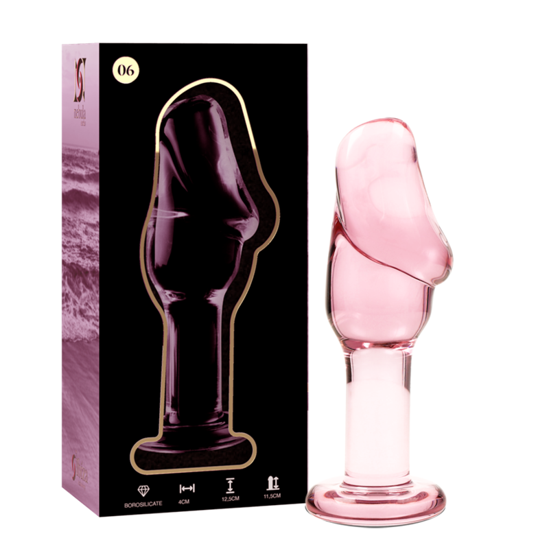 NEBULA SERIES BY IBIZA - MODEL 6 ANAL PLUG BOROSILICATE GLASS PINK 12.5 CM -O- 4 CM - NOCTURNA DESIRES