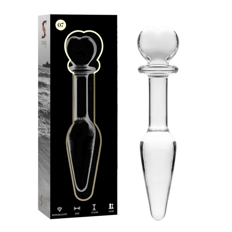 NEBULA SERIES BY IBIZA - MODEL 7 ANAL PLUG BOROSILICATE GLASS CLEAR 13.5 CM -O- 3 CM - NOCTURNA DESIRES