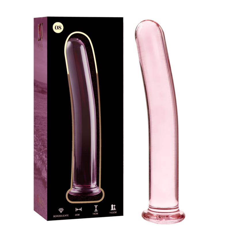 NEBULA SERIES BY IBIZA - MODEL 8 DILDO BOROSILICATE GLASS PINK 14.5 CM -O- 2 CM - NOCTURNA DESIRES
