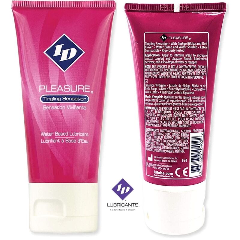 ID PLEASURE - WATER BASED LUBRICANT TINGING SENSATION TRAVEL TUBE 60 ML - NOCTURNA DESIRES