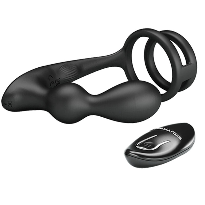 PRETTY LOVE - MARSHALL PENIS RING WITH VIBRATORY ANAL PLUG WITH REMOTE CONTROL - NOCTURNA DESIRES