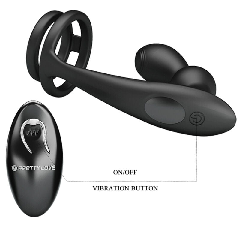 PRETTY LOVE - MARSHALL PENIS RING WITH VIBRATORY ANAL PLUG WITH REMOTE CONTROL - NOCTURNA DESIRES