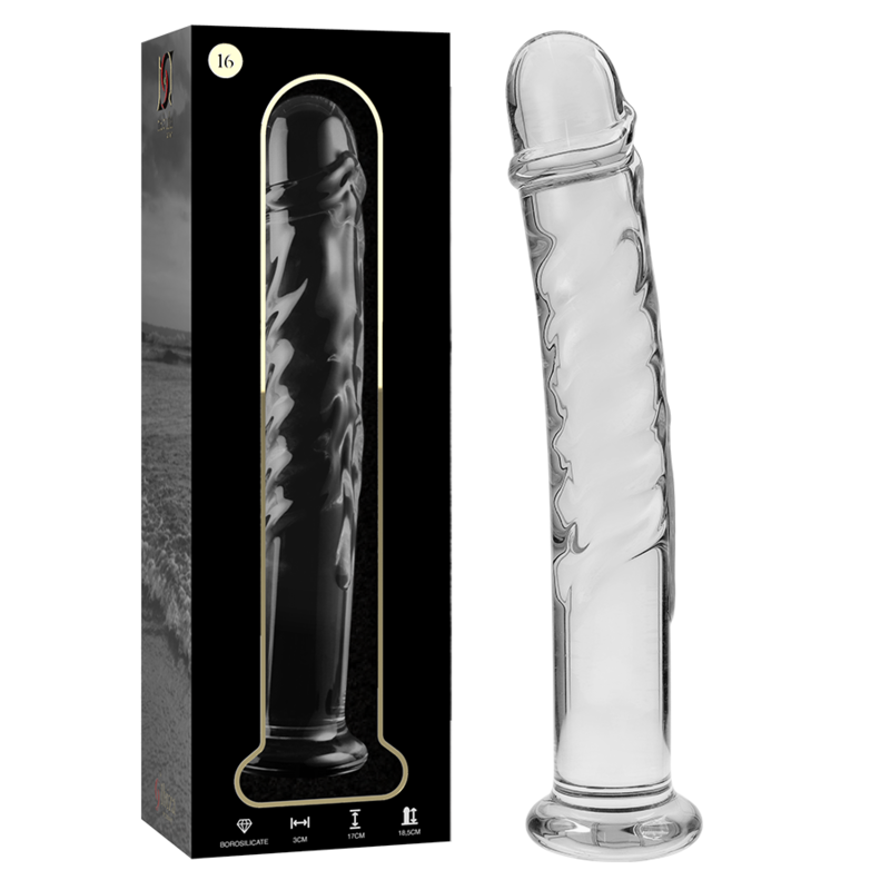 NEBULA SERIES BY IBIZA - MODEL 16 DILDO BOROSILICATE GLASS CLEAR 18.5 CM -O- 3 CM - NOCTURNA DESIRES