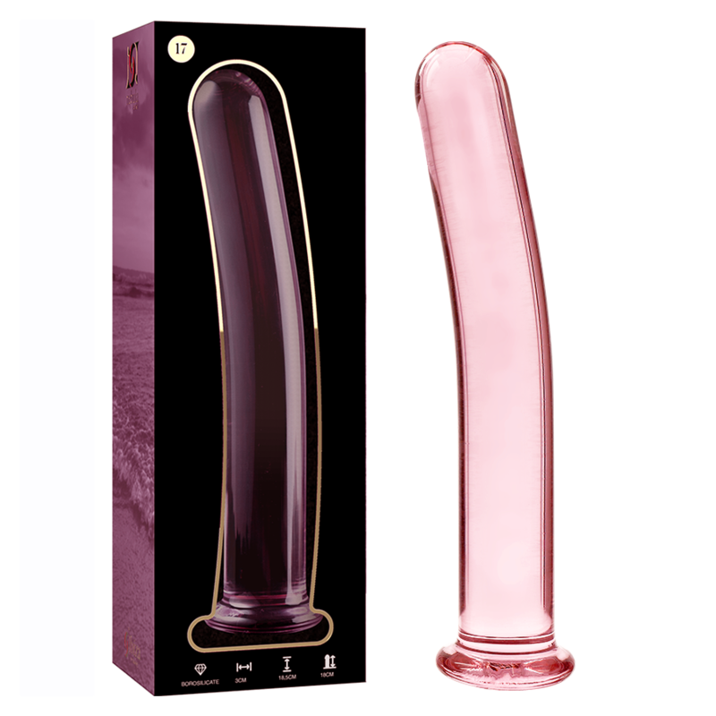 NEBULA SERIES BY IBIZA - MODEL 17 DILDO BOROSILICATE GLASS PINK 18.5 CM -O- 3 CM - NOCTURNA DESIRES
