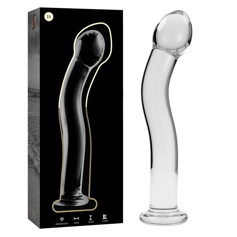 NEBULA SERIES BY IBIZA - MODEL 18 DILDO BOROSILICATE GLASS CLEAR 18.5 CM -O- 3.5 CM - NOCTURNA DESIRES