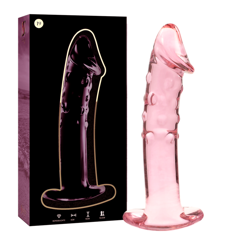 NEBULA SERIES BY IBIZA - MODEL 19 DILDO BOROSILICATE GLASS PINK 18.5 CM -O- 4 CM - NOCTURNA DESIRES
