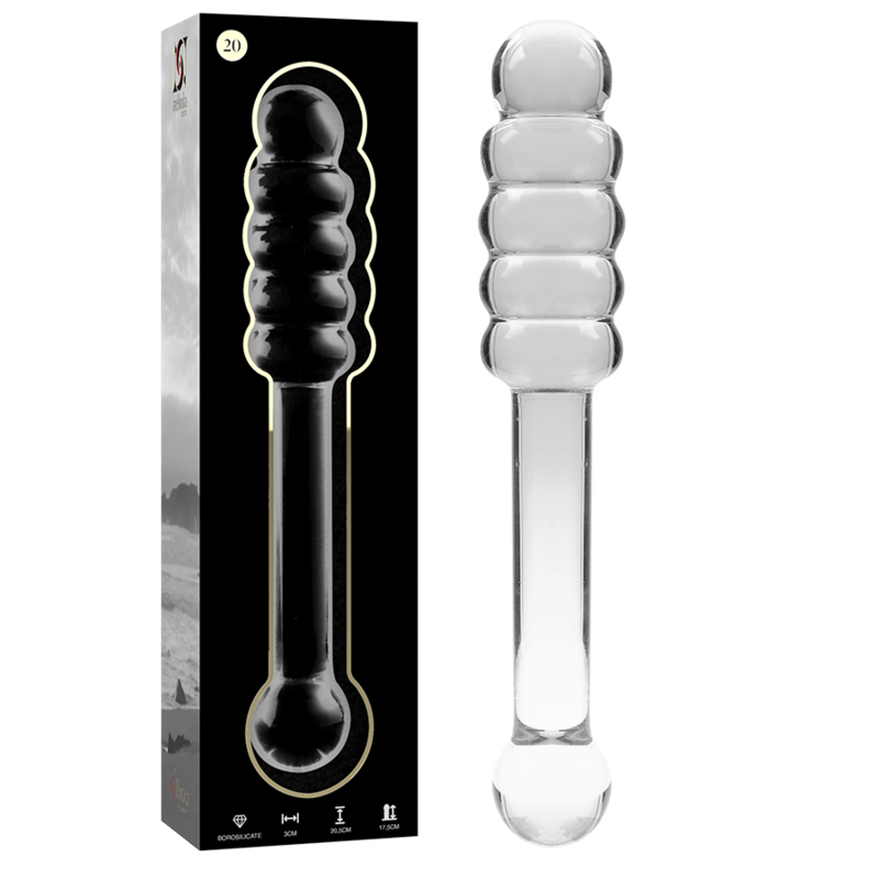 NEBULA SERIES BY IBIZA - MODEL 20 DILDO BOROSILICATE GLASS CLEAR 20.5 CM -O- 3 CM - NOCTURNA DESIRES