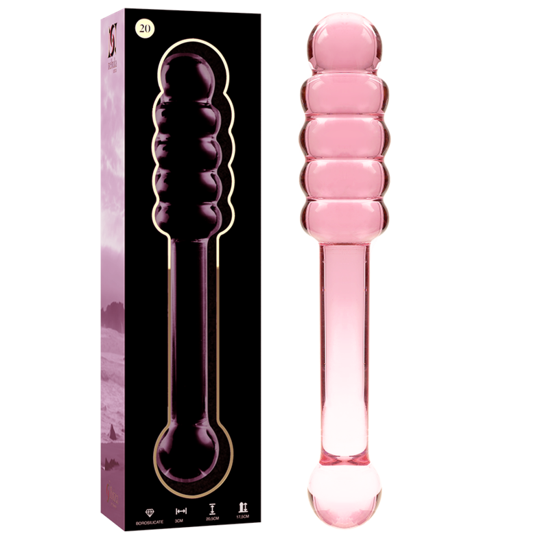 NEBULA SERIES BY IBIZA - MODEL 20 DILDO BOROSILICATE GLASS PINK 20.5 CM -O- 3 CM - NOCTURNA DESIRES
