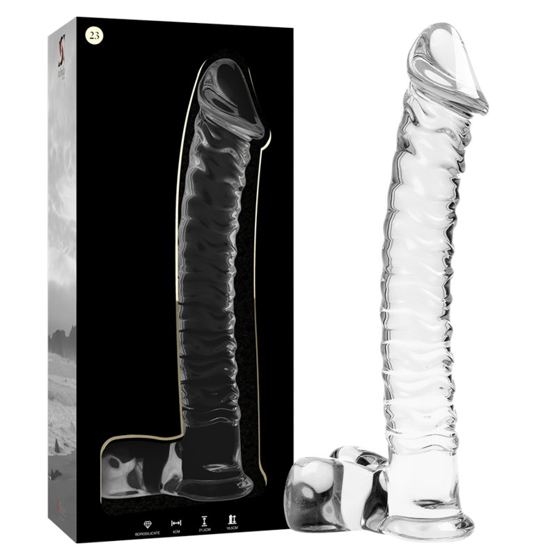 NEBULA SERIES BY IBIZA - MODEL 23 DILDO BOROSILICATE GLASS CLEAR 21.5 CM -O- 4 CM - NOCTURNA DESIRES