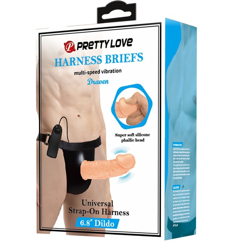 PRETTY LOVE - HARNESS BRIEFS WITH VIBRATION DILDO INCLUDED - NOCTURNA DESIRES