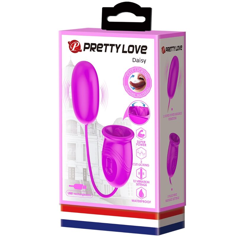 PRETTY LOVE - DAISY DUAL EGG RECHARGEABLE VIBRATOR PURPLE - NOCTURNA DESIRES