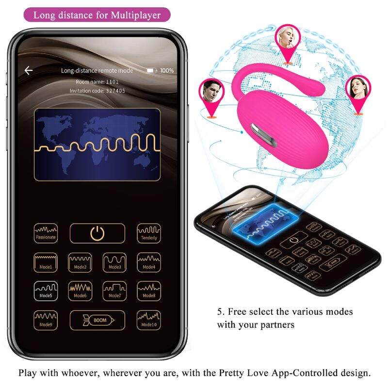 PRETTY LOVE - DOREEN RECHARGEABLE VIBRATING EGG MAGENTA REMOTE CONTROL - NOCTURNA DESIRES
