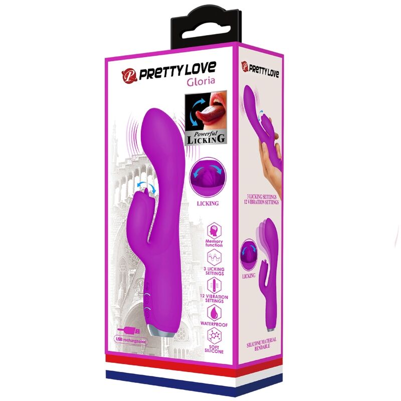PRETTY LOVE - GLORIA RECHARGEABLE RABBIT VIBRATOR-WATERPROOF PURPLE - NOCTURNA DESIRES