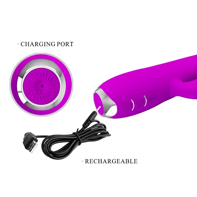 PRETTY LOVE - GLORIA RECHARGEABLE RABBIT VIBRATOR-WATERPROOF PURPLE - NOCTURNA DESIRES