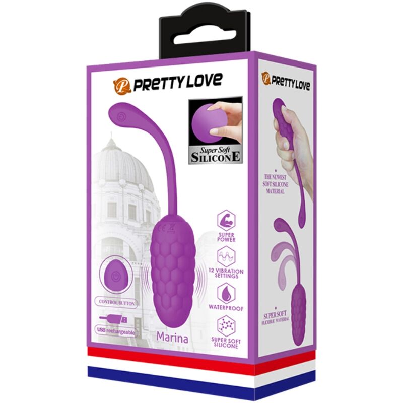 PRETTY LOVE - VIBRATING EGG WITH PURPLE RECHARGEABLE MARINE TEXTURE - NOCTURNA DESIRES
