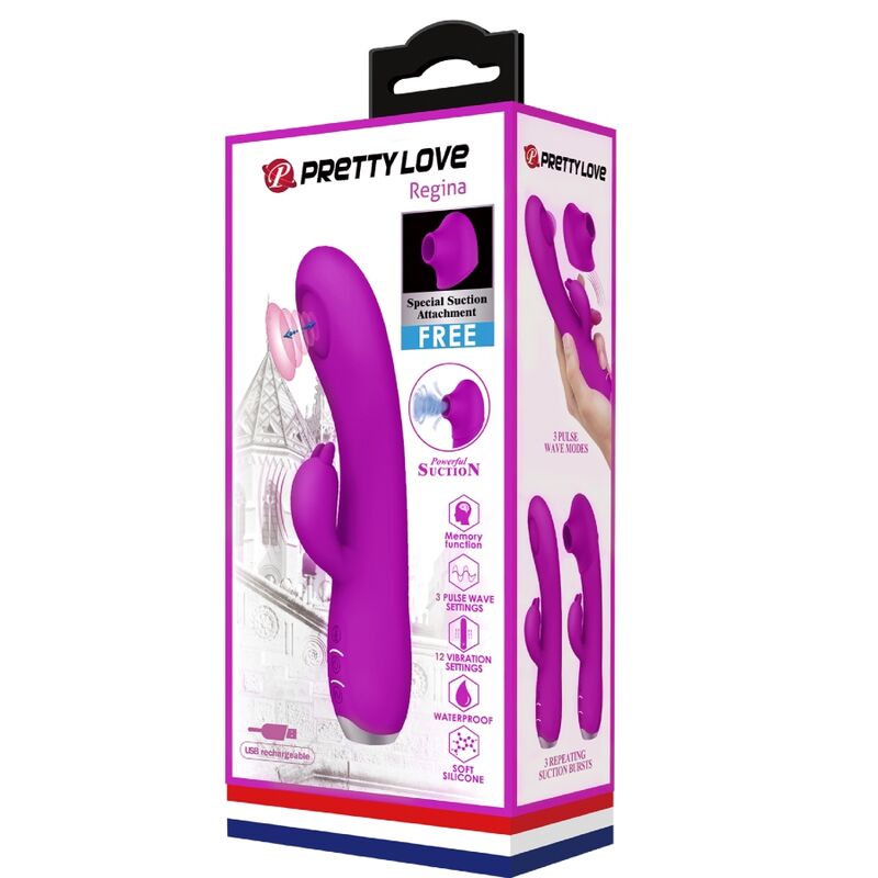 PRETTY LOVE - REGINA RECHARGEABLE VIBRATOR-SUCTION GEL PURPLE - NOCTURNA DESIRES