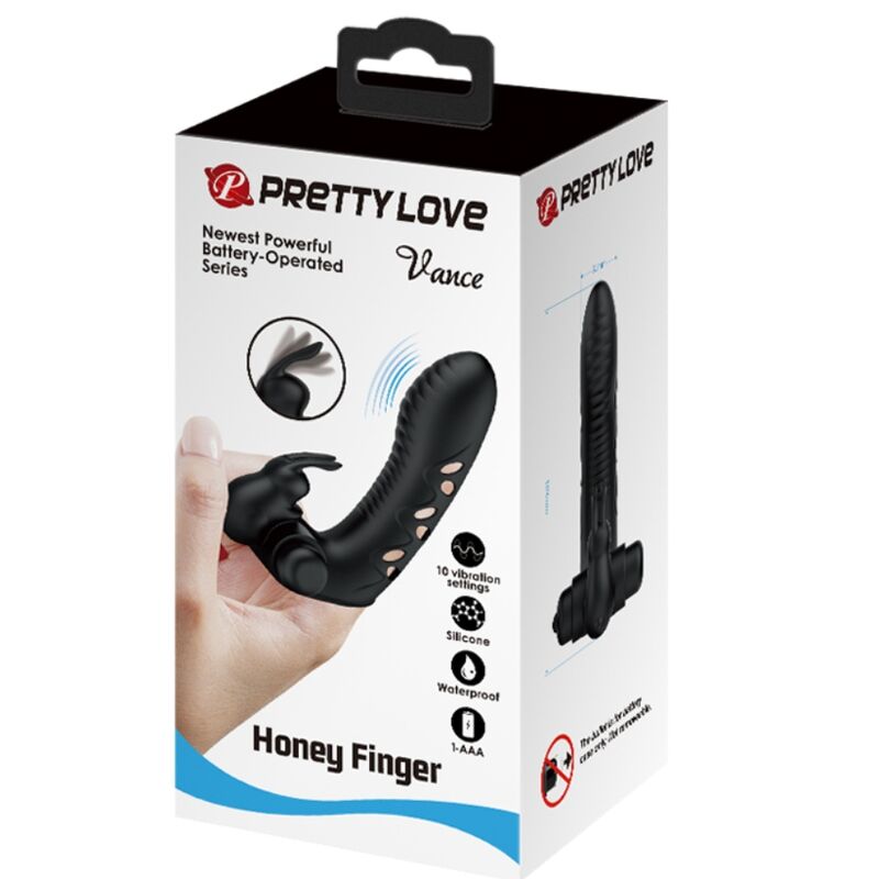 PRETTY LOVE - VANCE BLACK RABBIT VIBRATOR FINGER COVER - NOCTURNA DESIRES