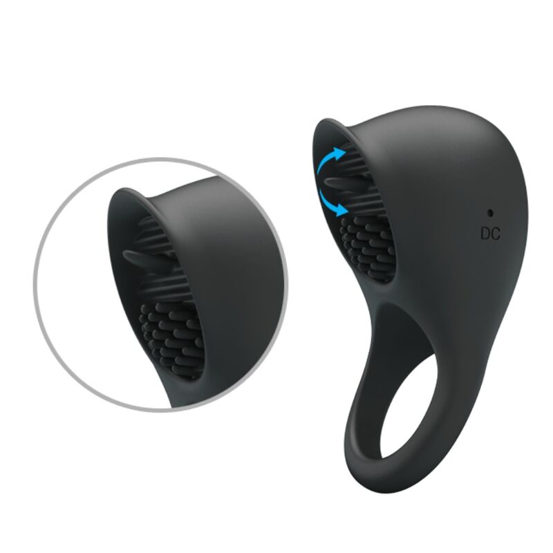 PRETTY LOVE - VIBRATING PENIS RING WITH BLACK TONGUE - NOCTURNA DESIRES