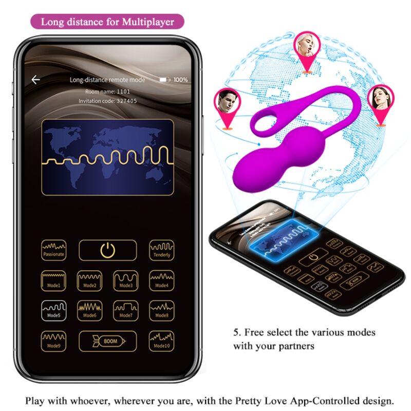 PRETTY LOVE - ELVIRA RECHARGEABLE VIBRATING BALLS PURPLE - NOCTURNA DESIRES
