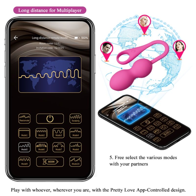 PRETTY LOVE - ELVIRA PINK RECHARGEABLE VIBRATING BALLS - NOCTURNA DESIRES