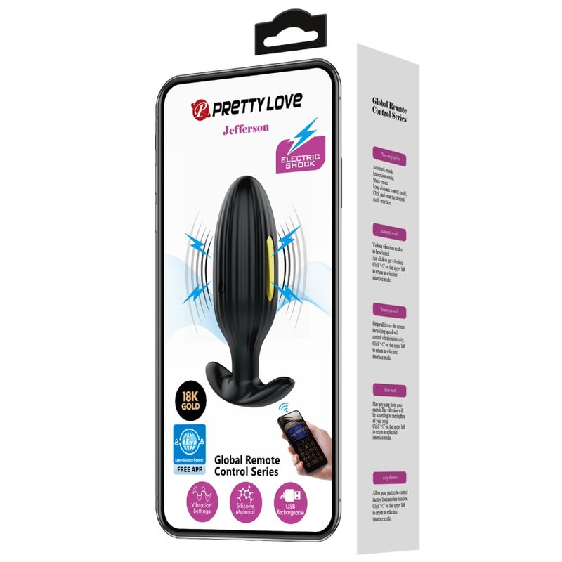 PRETTY LOVE - JEFFERSON APP CONTROLLED ANAL PLUG BLACK - NOCTURNA DESIRES