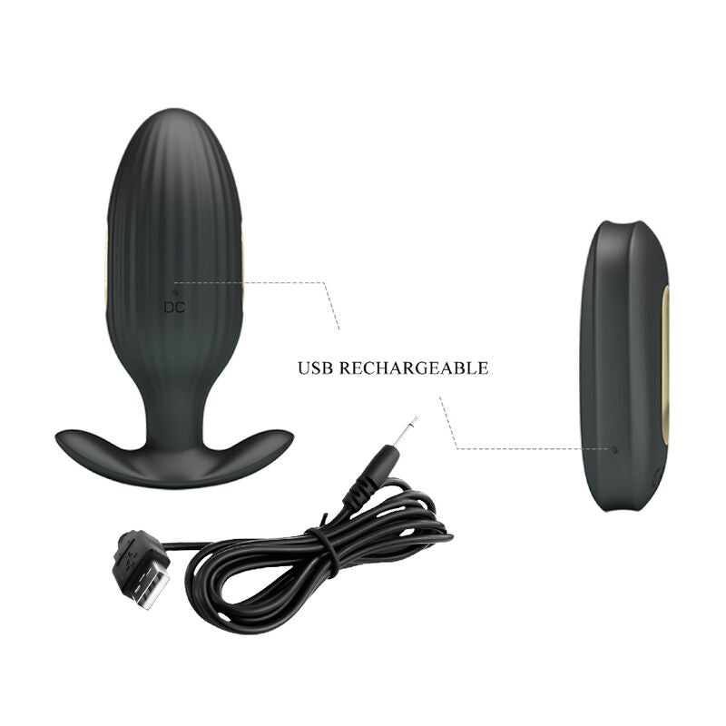 PRETTY LOVE - KELLY PLUG ANAL RECHARGEABLE VIBRATOR BLACK - NOCTURNA DESIRES