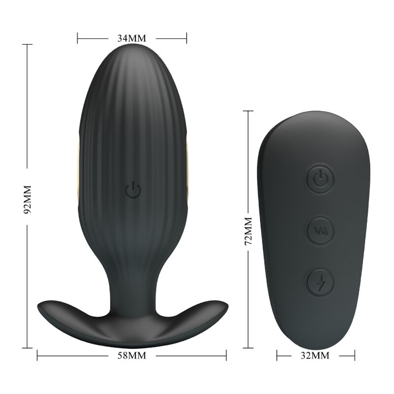 PRETTY LOVE - KELLY PLUG ANAL RECHARGEABLE VIBRATOR BLACK - NOCTURNA DESIRES