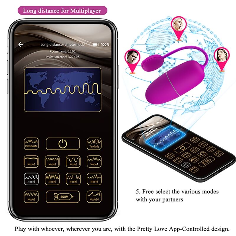 PRETTY LOVE - NYMPH VIBRATING EGG APP CONTROLLED PURPLE - NOCTURNA DESIRES