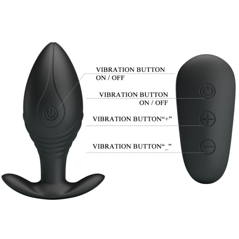 PRETTY LOVE - REGINA ANAL PLUG RECHARGEABLE VIBRATOR BLACK - NOCTURNA DESIRES