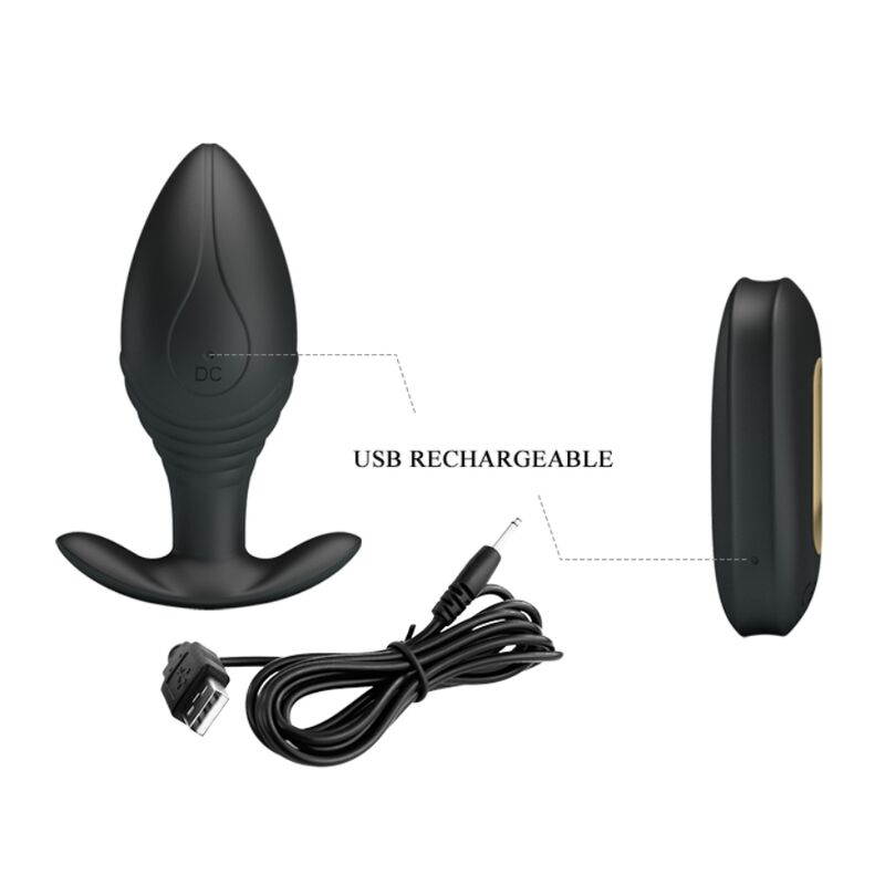 PRETTY LOVE - REGINA ANAL PLUG RECHARGEABLE VIBRATOR BLACK - NOCTURNA DESIRES