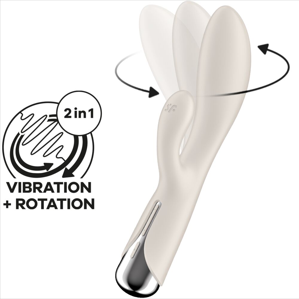 SATISFYER - SPINNING RABBIT 1 CLITORIS AND G-SPOT STIMULATION BEIGE - NOCTURNA DESIRES