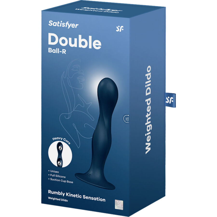 SATISFYER - DOUBLE BALL-R SILICONE DILDO BLUE - NOCTURNA DESIRES