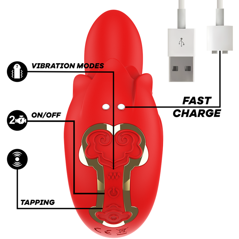 MIA - SELENA STIMULATOR VIBRATING + TAPPING RED - NOCTURNA DESIRES