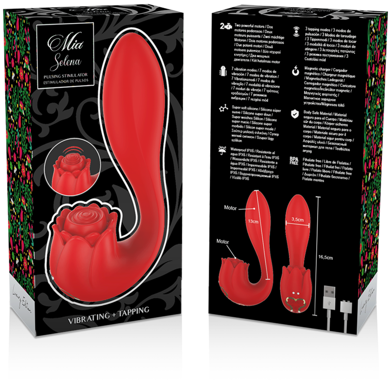 MIA - SELENA STIMULATOR VIBRATING + TAPPING RED - NOCTURNA DESIRES