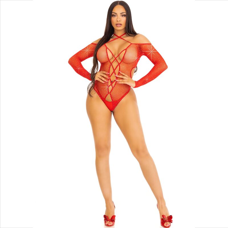 LEG AVENUE - BODY CROTHLESS WITH GLOSS RED - NOCTURNA DESIRES