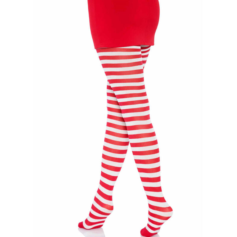 LEG AVENUE - WHITE/RED STRIPED TIGHTS - NOCTURNA DESIRES