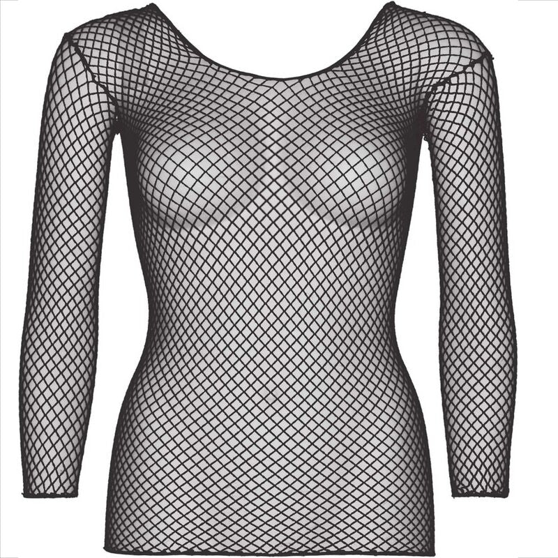 LEG AVENUE - FISHNET LONG SLEEVE T-SHIRT BLACK - NOCTURNA DESIRES