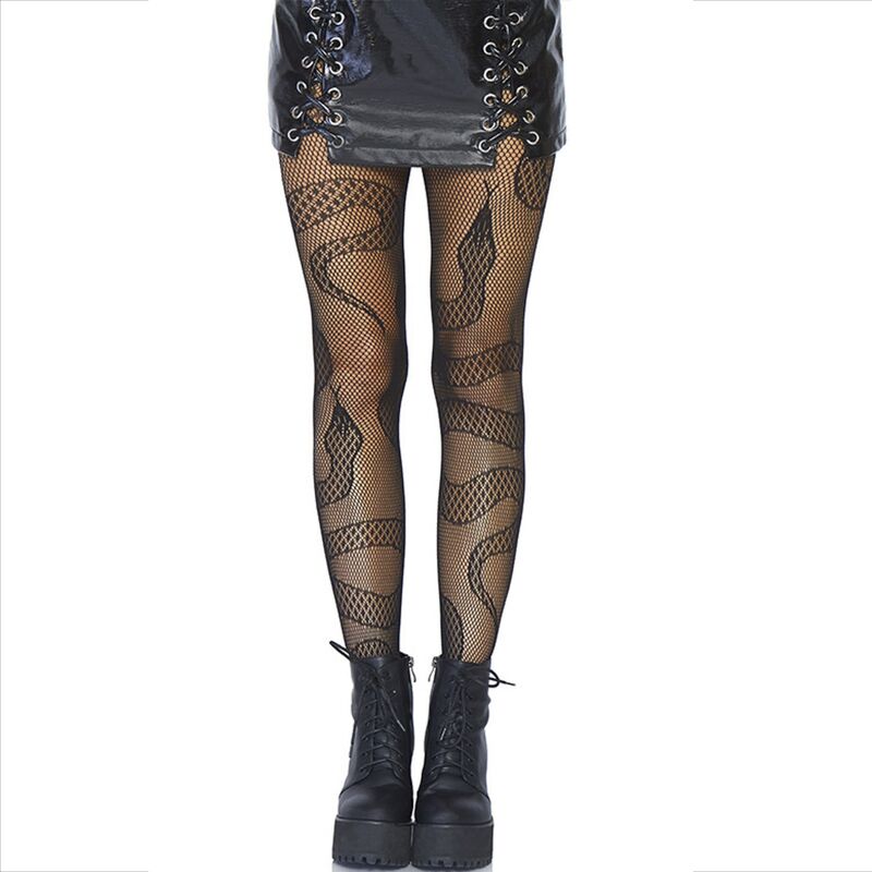 LEG AVENUE - STOCKINGS NET SNAKES BLACK - NOCTURNA DESIRES