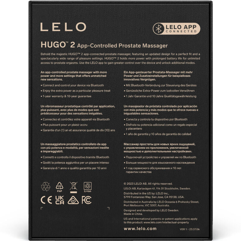 LELO - HUGO 2 BLACK PROSTATE MASSAGER - NOCTURNA DESIRES