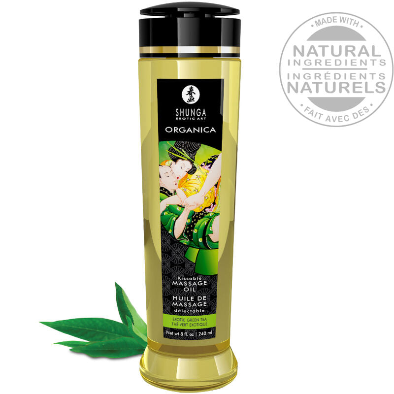 SHUNGA - ORGANIC MASSAGE OIL GREEN TEA 240 ML - NOCTURNA DESIRES