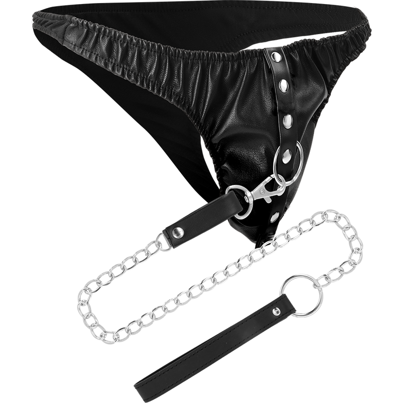 DARKNESS - SUBMISSION THONG WITH METAL CHAIN - NOCTURNA DESIRES