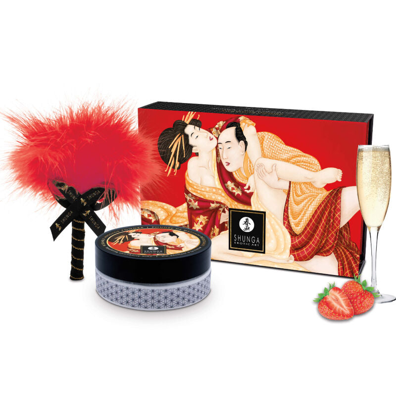 SHUNGA - STRAWBERRY EDIBLE MASSAGE POWDER KIT - NOCTURNA DESIRES