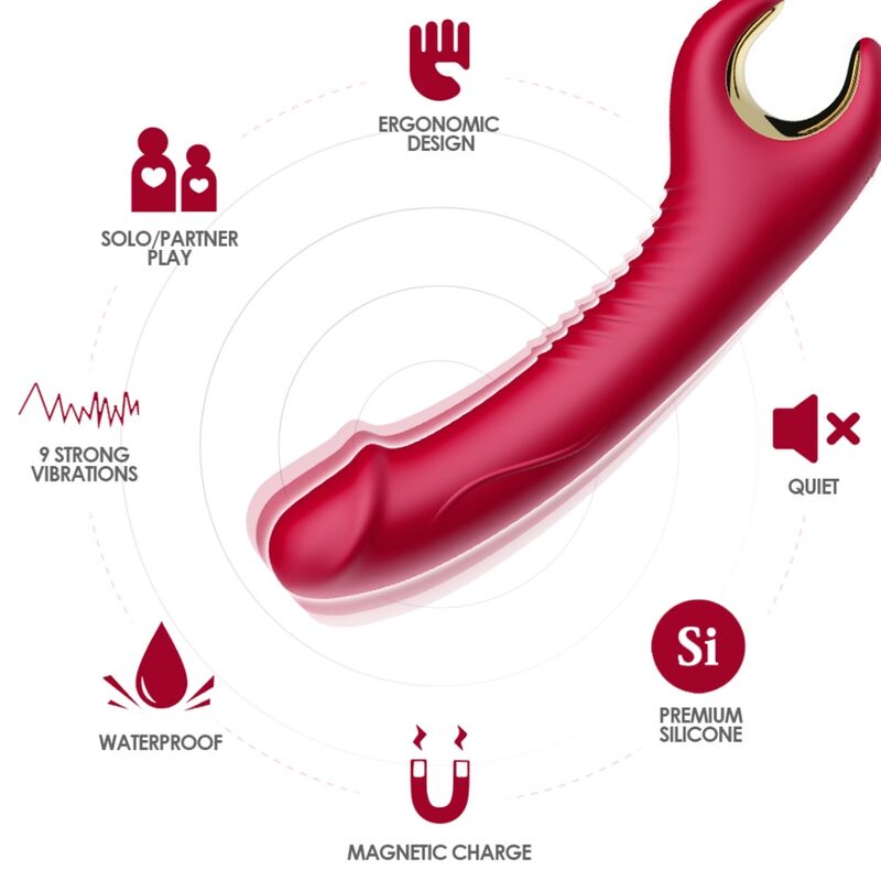 ARMONY - PRINCE DILDO VIBRATOR & ROTATOR RED - NOCTURNA DESIRES