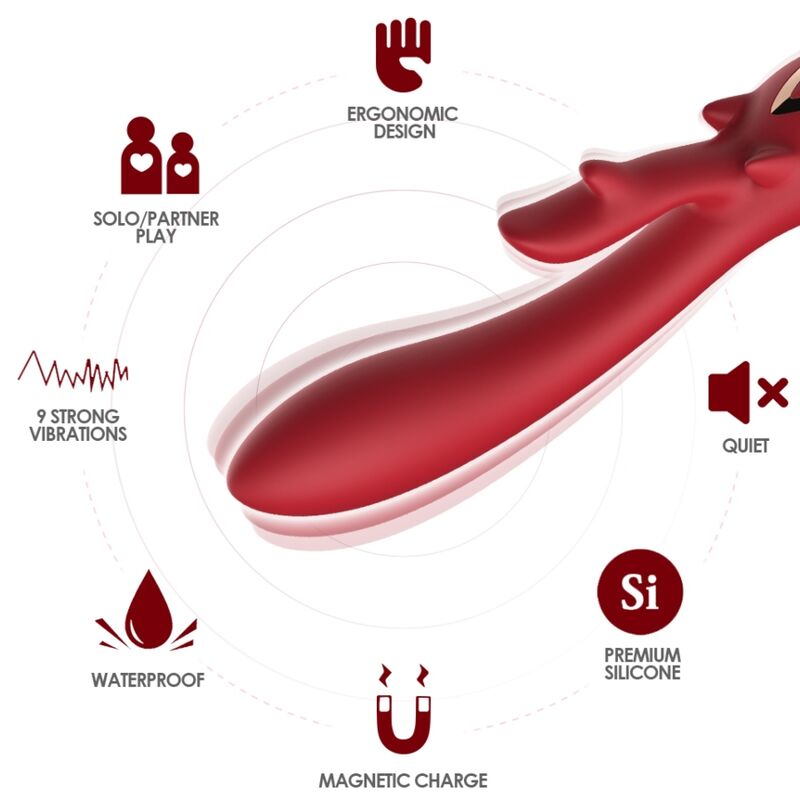 ARMONY - ELK VIBRATOR RABBIT CURVED RED - NOCTURNA DESIRES