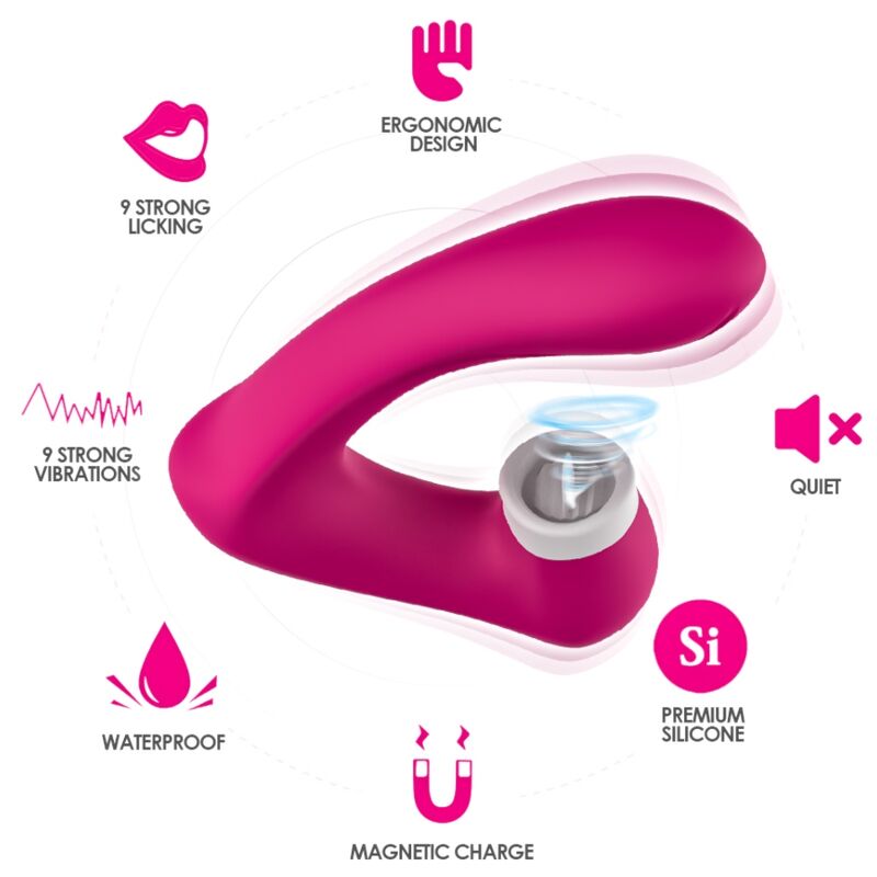 ARMONY - SECRETKISS LICKING VIBRATING CLIT & VIBRATOR CURVED FUCHSIA - NOCTURNA DESIRES