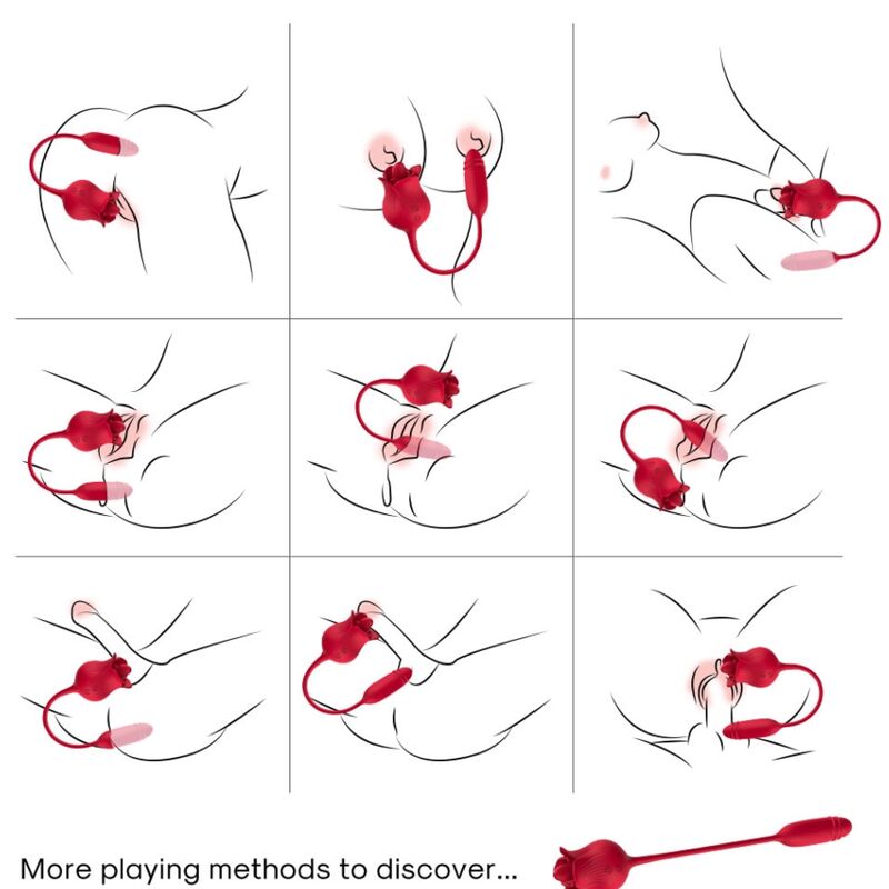 ARMONY - ROSELIP LICKING VIBRATING CLIT & VIBRATOR RED - NOCTURNA DESIRES