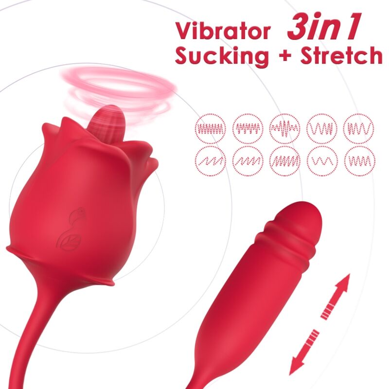 ARMONY - 3-IN-1 PINK, STIMULATOR, SUCTION AND UP&DOWN WITH RED TAIL - NOCTURNA DESIRES