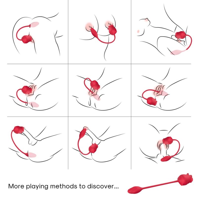ARMONY - PINK 2 IN 1 SUCTION STIMULATOR & VIBRATOR 10 MODES WITH RED TAIL - NOCTURNA DESIRES